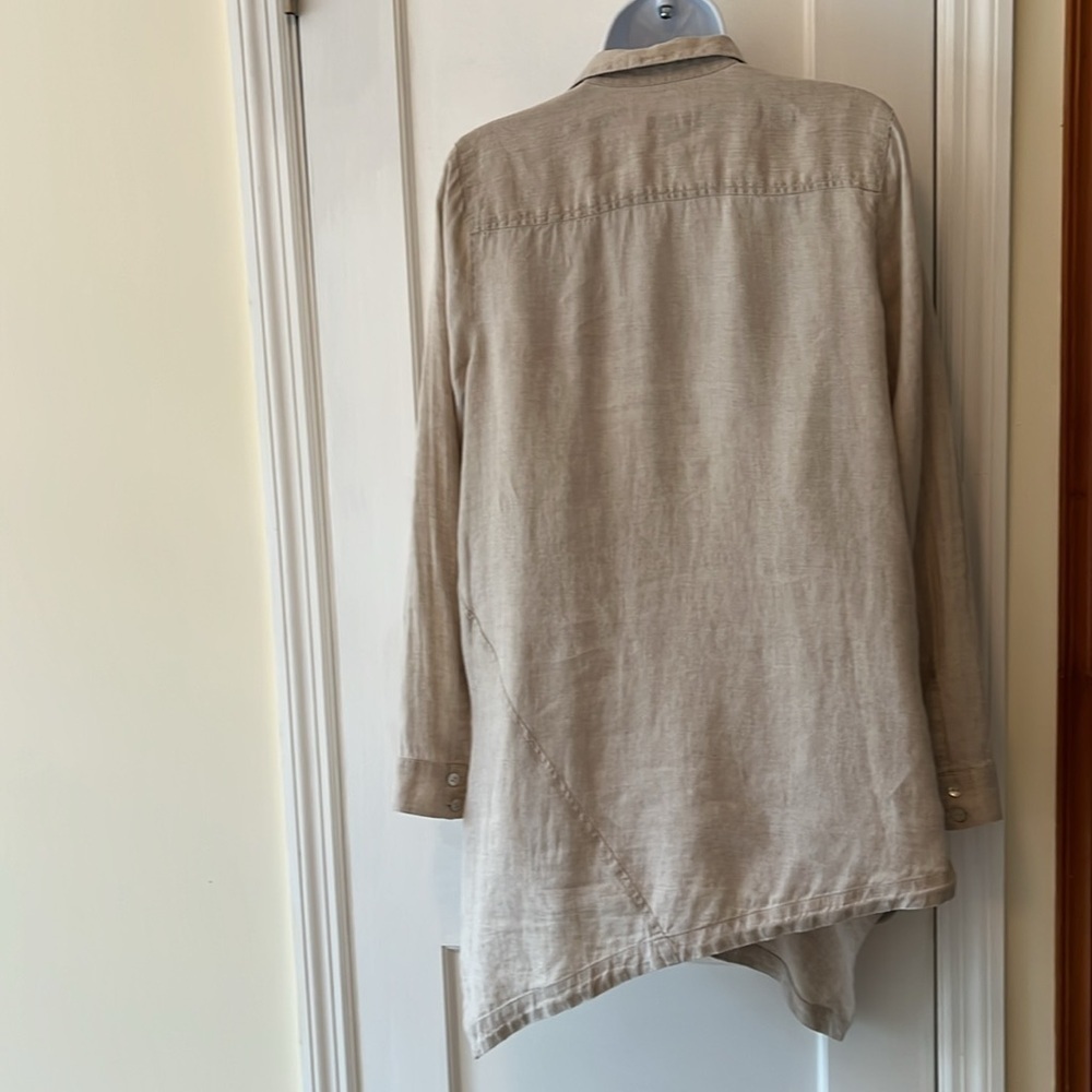 J. Jill Love Linen Women’s Small Lagenlook Asymmetrical V-Neck Tunic Top Relaxed - Picture 6 of 17